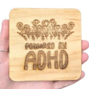 Powered By ADHD Wooden Coaster